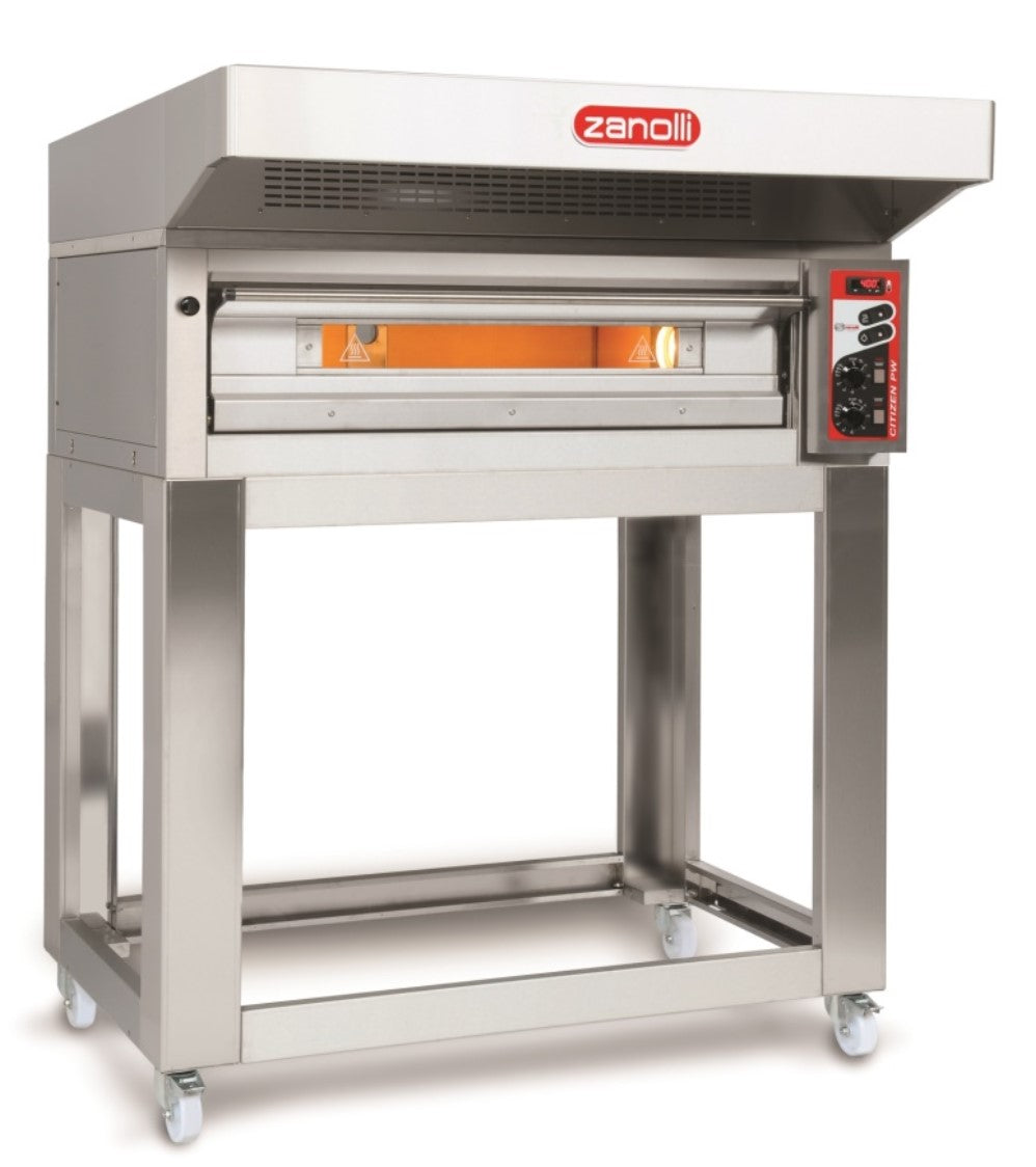 Zanolli Electric Pizza Oven Citizen 9E on stand with hood