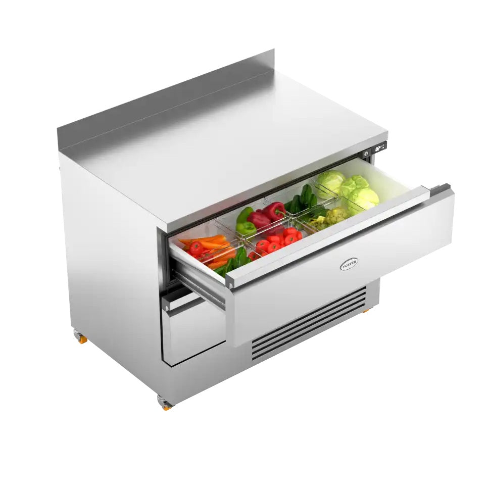 Foster 2-Drawer Counter Refrigerator/Freezer FFC6-2 with splashback and open top drawer