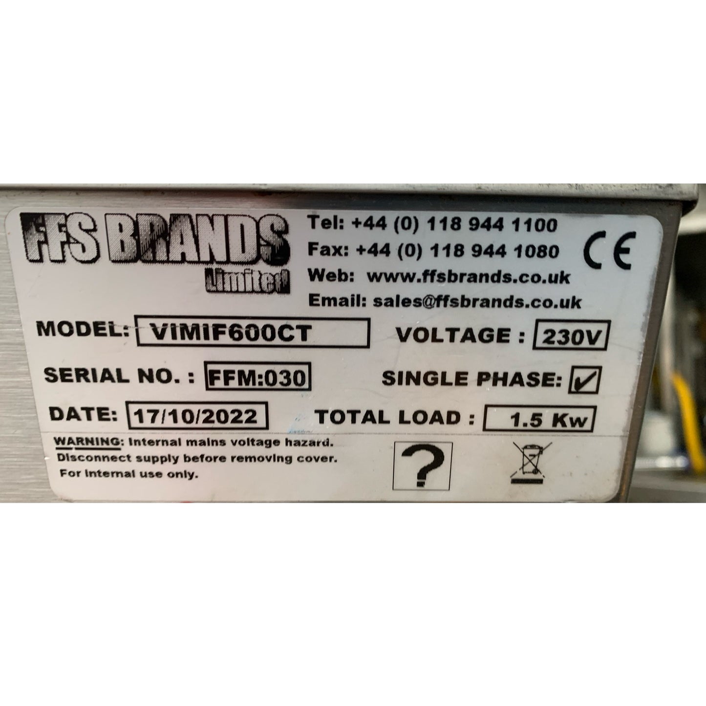Vizu Countertop chip dump data plate VIMIF600CT