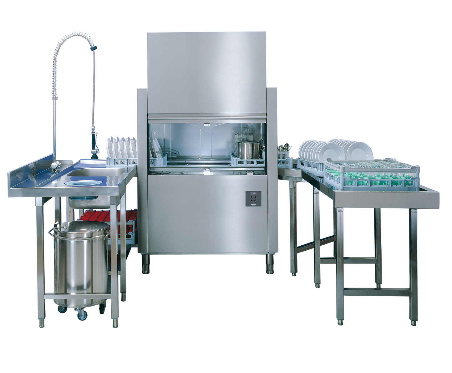 Maidaid MiniRack Conveyor Dishwasher (R3010) will full view dishwash tabling in and out