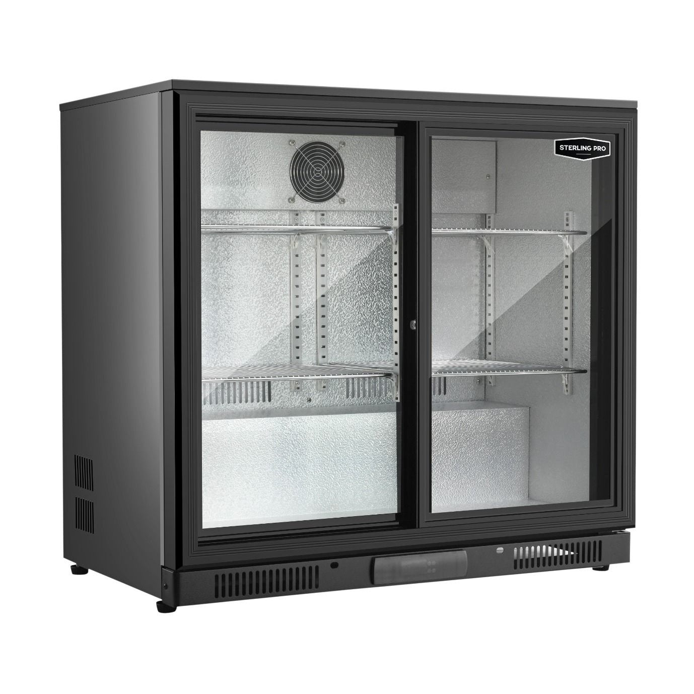 Sterling Pro Low Height Bottle Cooler with sliding doors SP2HC-LOW-BK