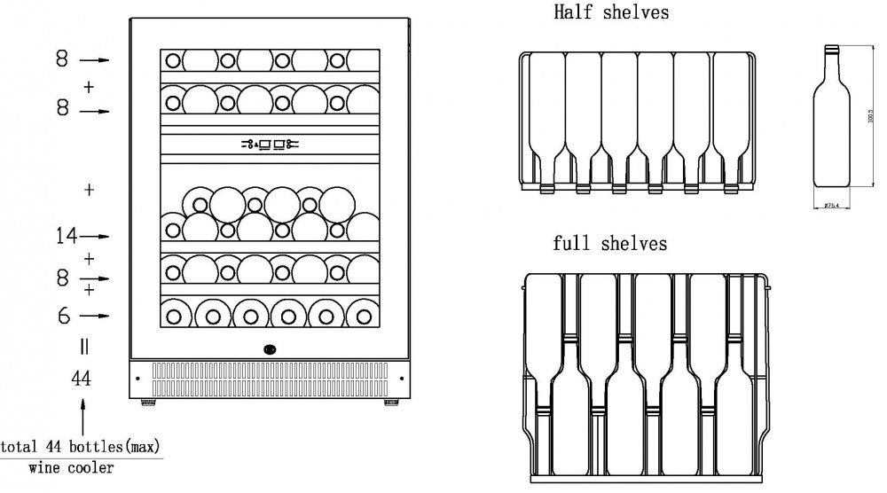 Vestfrost Bottle Cooler WFG32 capacity diagram