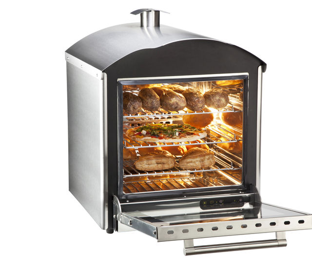 King Edward Potato Baker BKS in Stainless Steel with door open