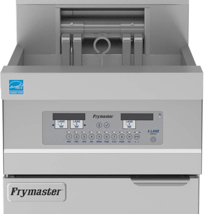 A Frymaster electric fryer, used in school kitchen to help reduce costs and stay within budget. 
