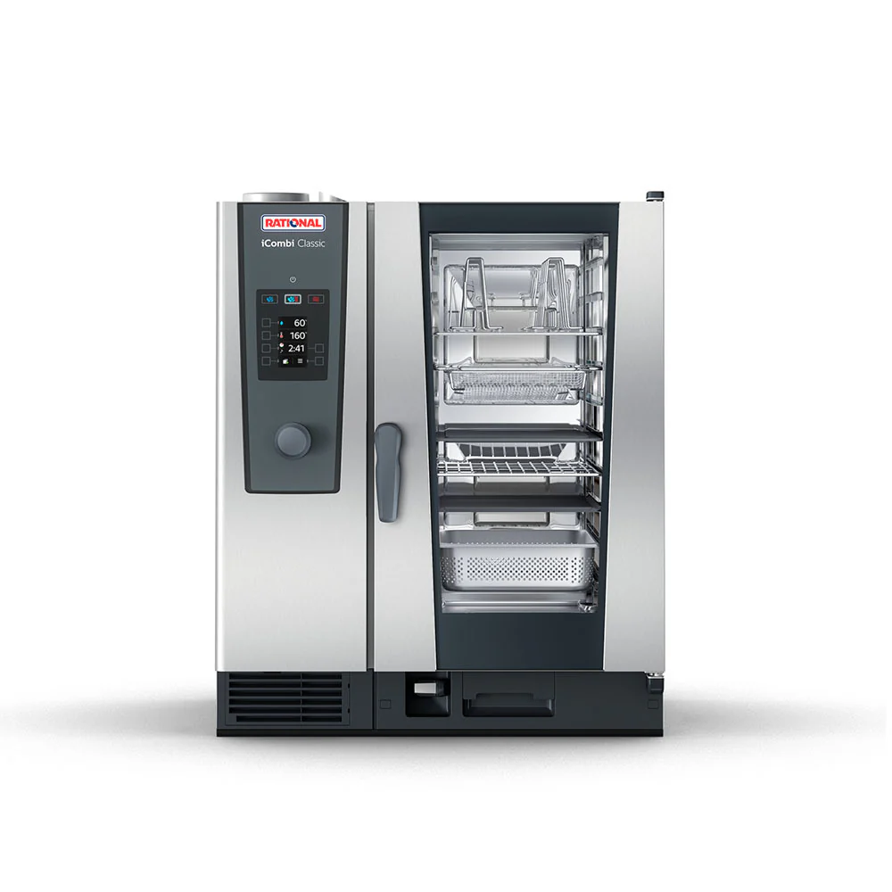 One of Rational combi ovens used in a commercial hotel kitchen to help make the establishment more energy efficient.