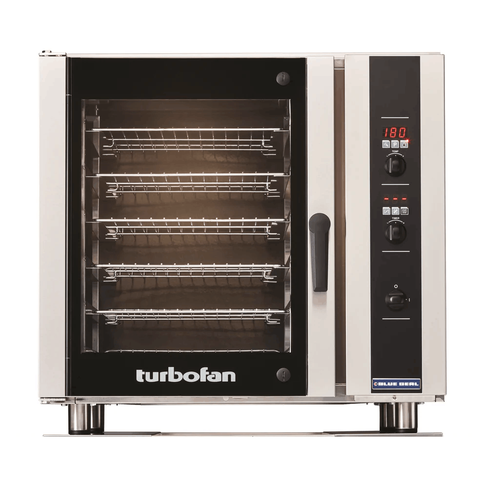 A Blue Seal convection oven being used in a community kitchen as it is highly performant without taking too much space.