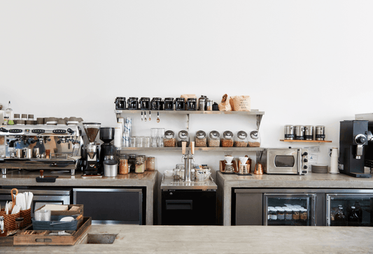 Commercial kitchen catering equipment which is used in a coffee shop to reduce costs.