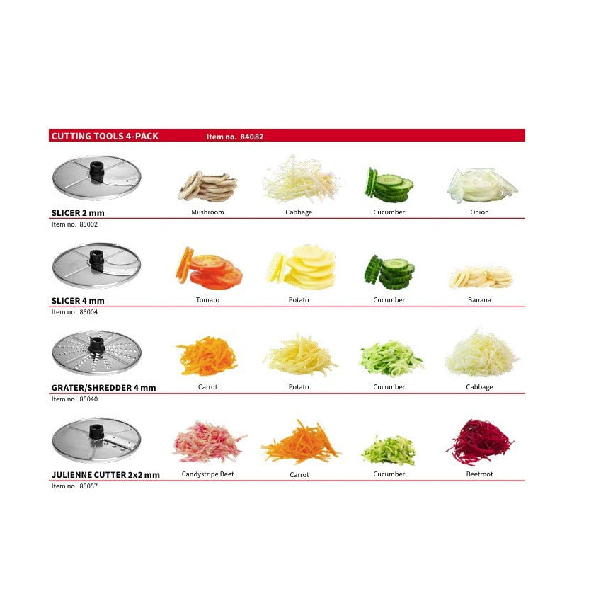 4-pack cutting tool for Hallde vegetable prep machine - slicers, grater and julienne