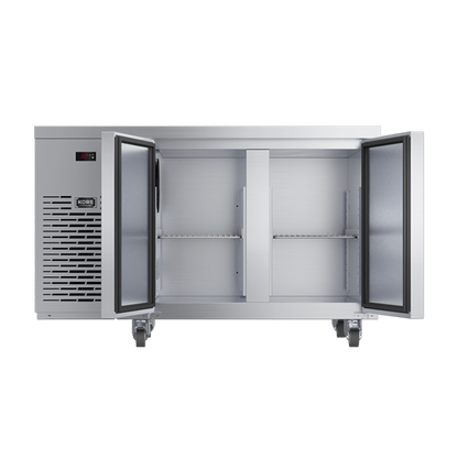Foster 2-Door Refrigerated Counter KC2H - front view, empty, with open doors