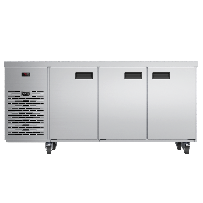 Foster 3-Door Refrigerated Counter KC3H front view with 3 closed doors
