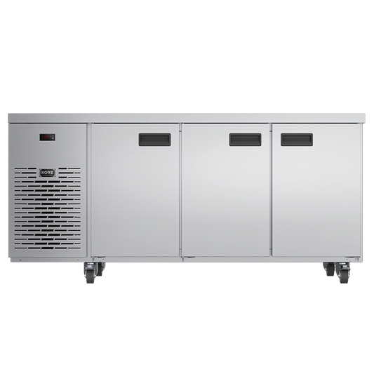 Foster 3-Door Refrigerated Counter KC3H front view with 3 closed doors