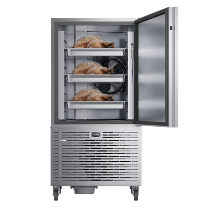 Foster 35kg Blast Chiller KB10 with open door and chicken on shelves