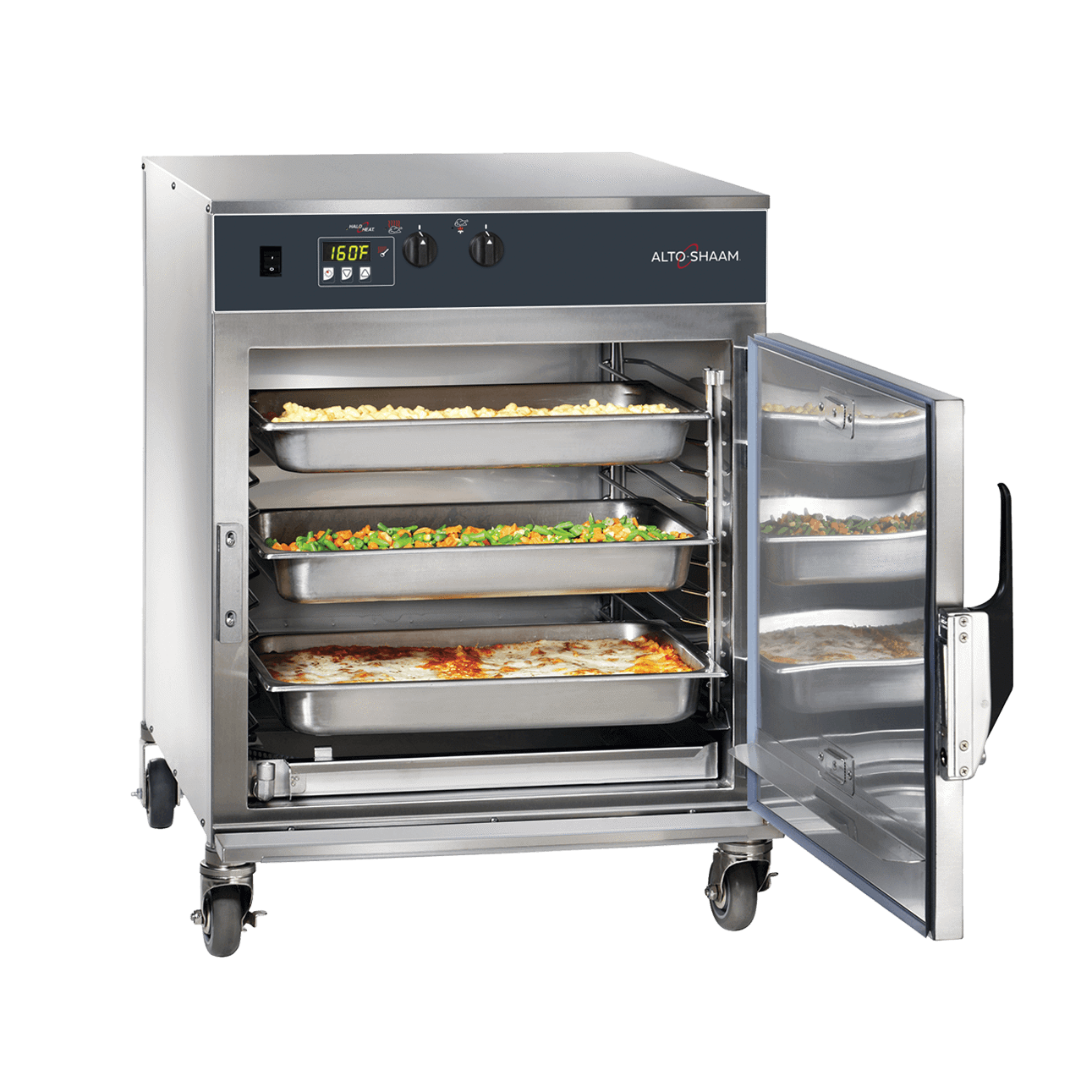 Alto-Shaam 45Kg Cook and Hold Oven with open door and loaded 750-TH-II