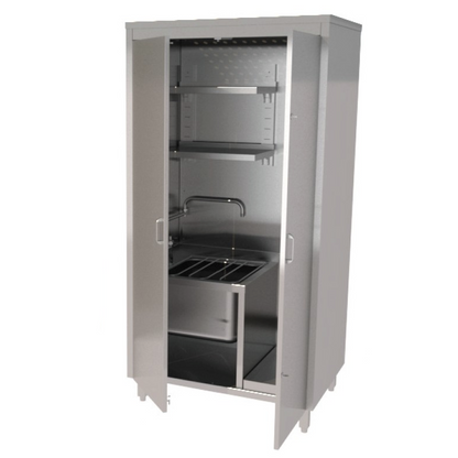 Stainless steel COSHH cupboard with sink