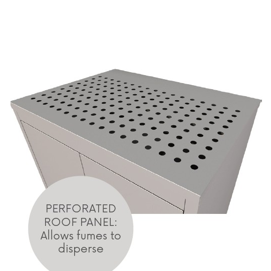 Stainless steel COSHH cupboard perforated roof panel
