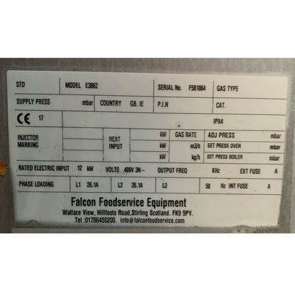 Second hand Falcon Twin Tank Electric Fryer (E3862) data plate