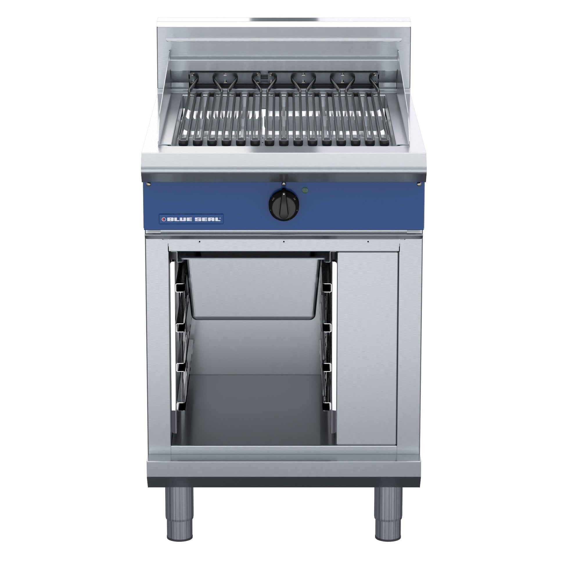 Blue Seal 600mm Electric Chargrill E594D on cabinet stand front view