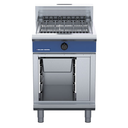 Blue Seal 600mm Electric Chargrill E594D on cabinet stand front view