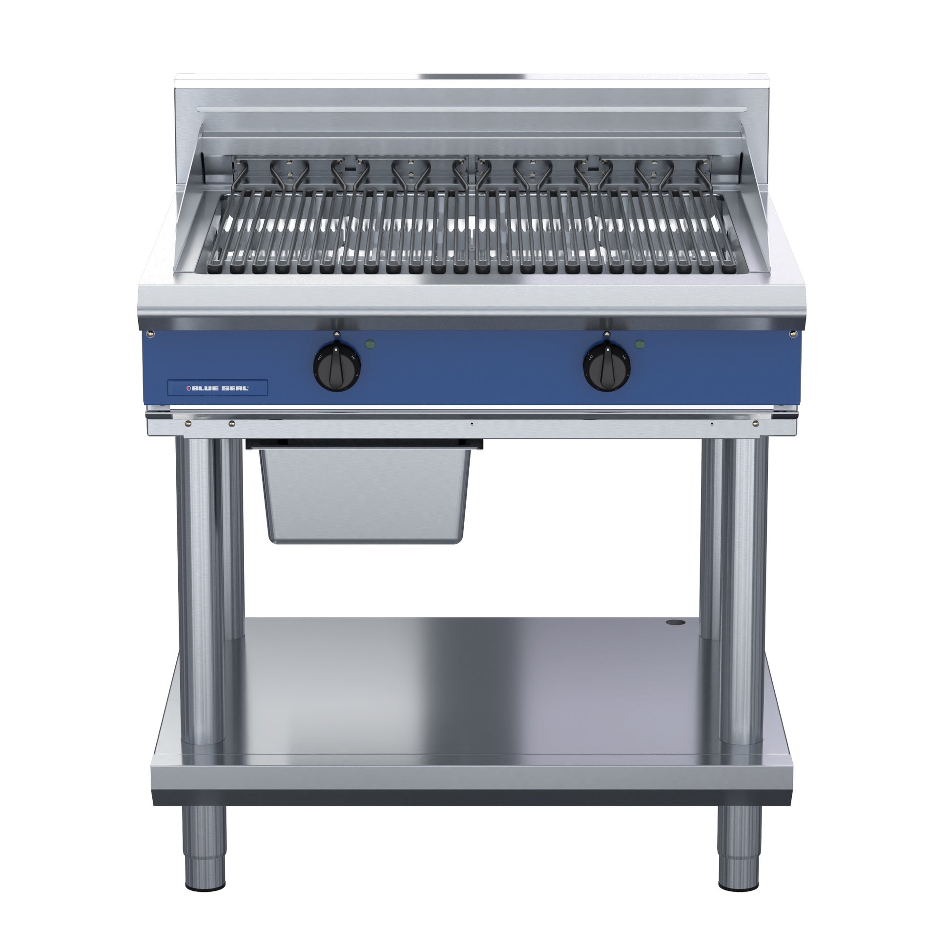 Blue Seal 900mm Electric Chargrill on open stand top view E596D