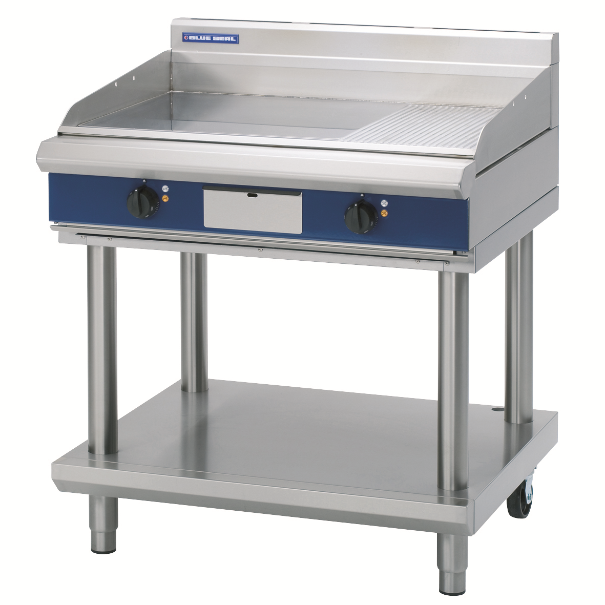 Blue Seal Electric Dual Griddle & Optional Chrome Plate EP516-B on stand