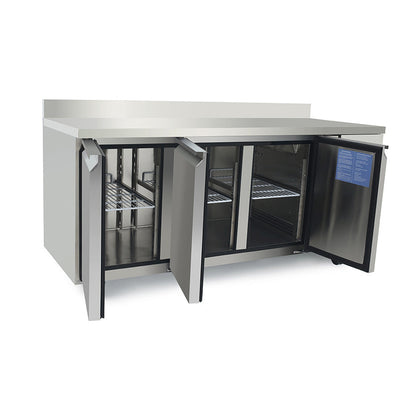 Atosa 3-door counter refrigerator with splashback EPF3432HDSB