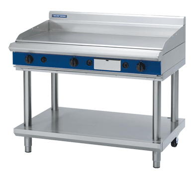 Blue Seal Gas Triple Griddle & Optional Chrome Plate GP518-B on open stand
