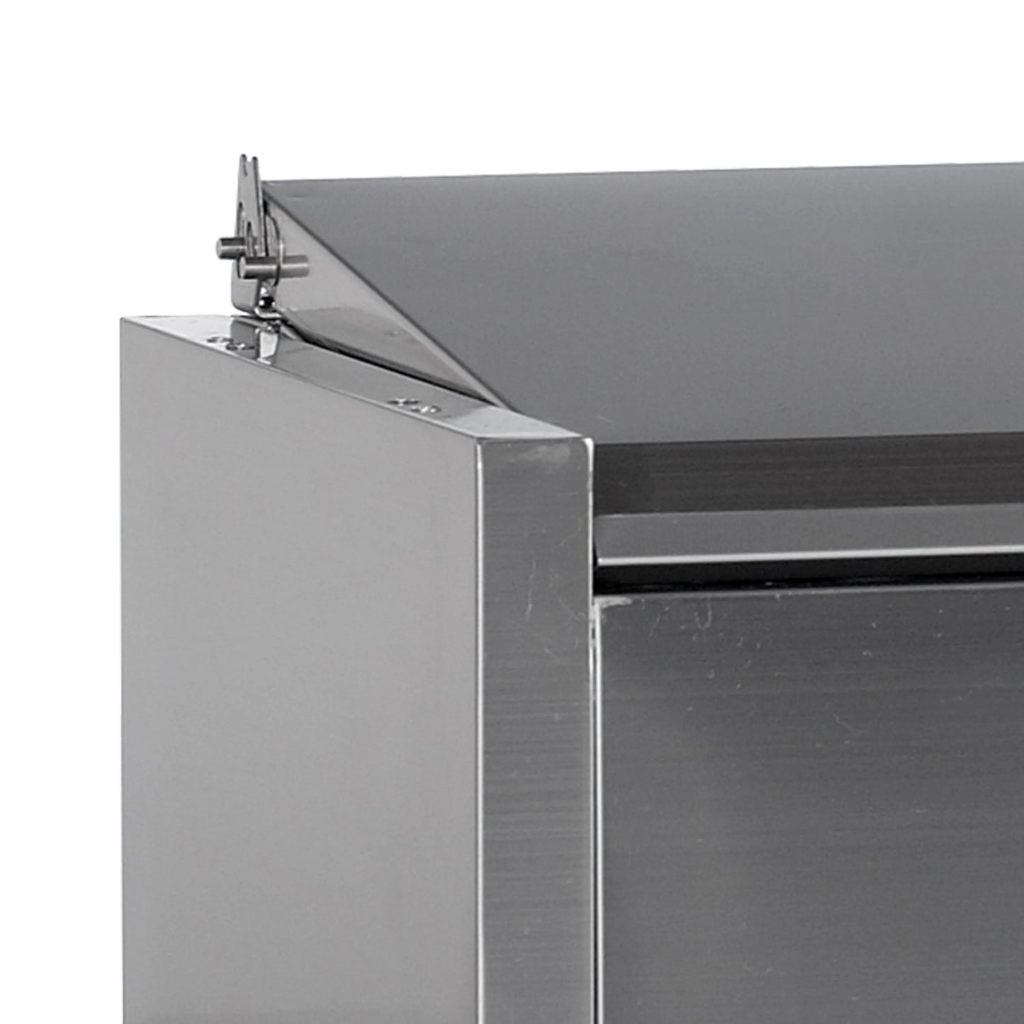 Tefcold Refrigerated toppings unit stainless steel lid close up