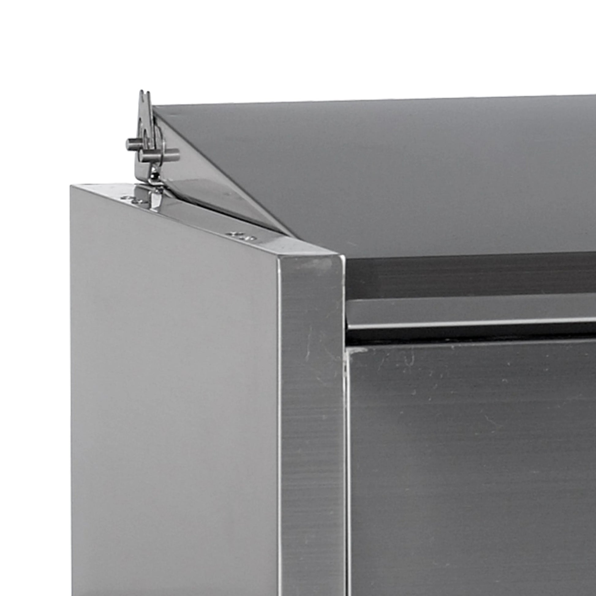 Tefcold Refrigerated toppings unit stainless steel lid close up