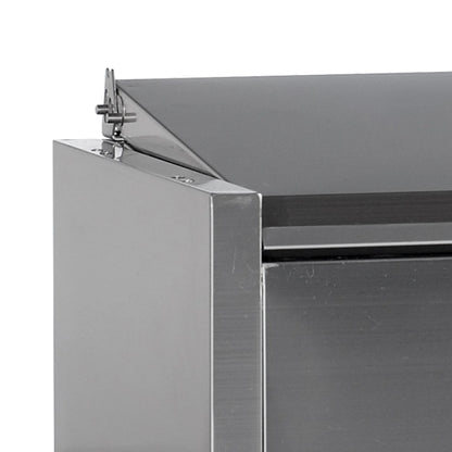 Tefcold Refrigerated toppings unit stainless steel lid close up