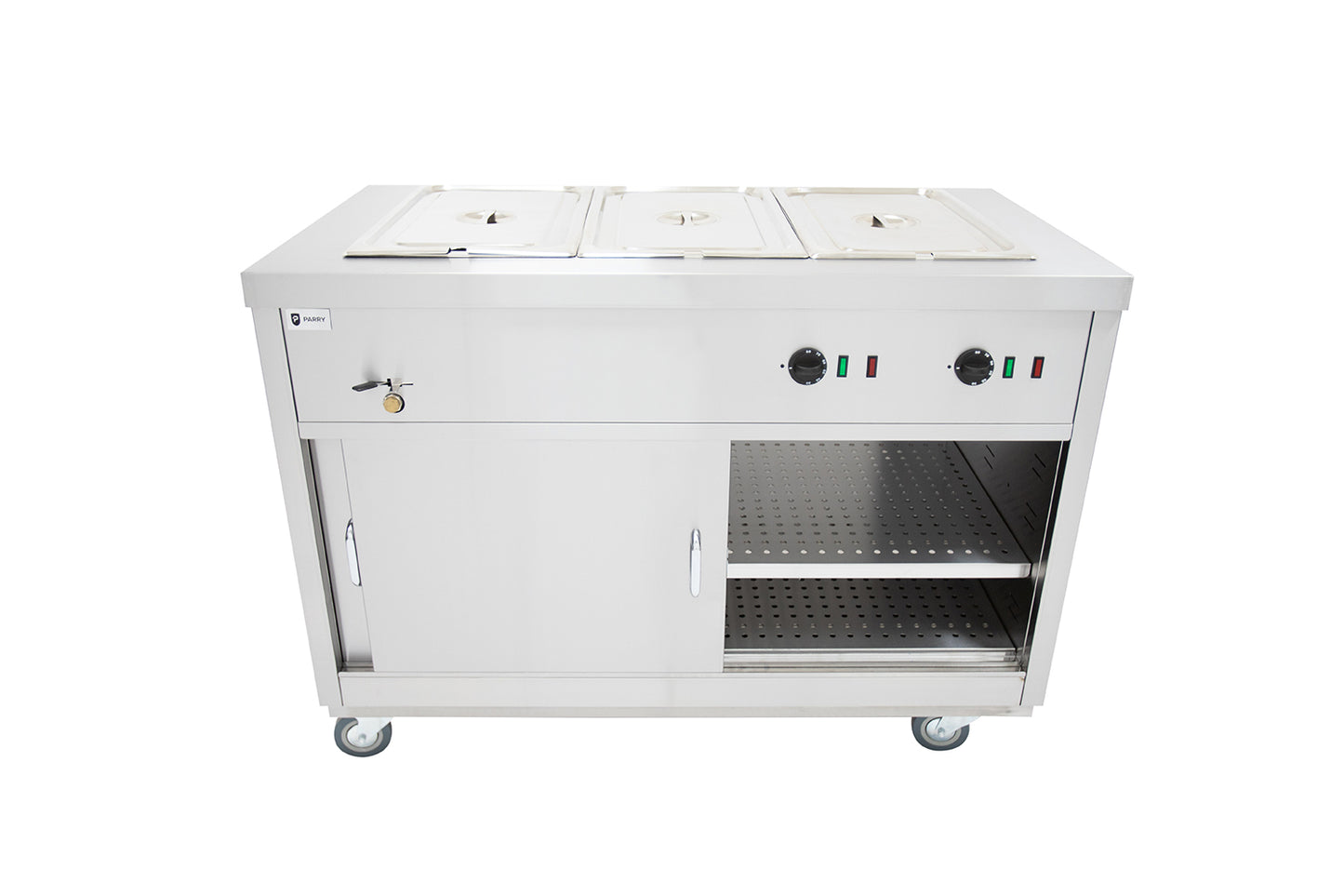 Parry Mobile Bain Marie Hot Cupboard HOT12BM open door