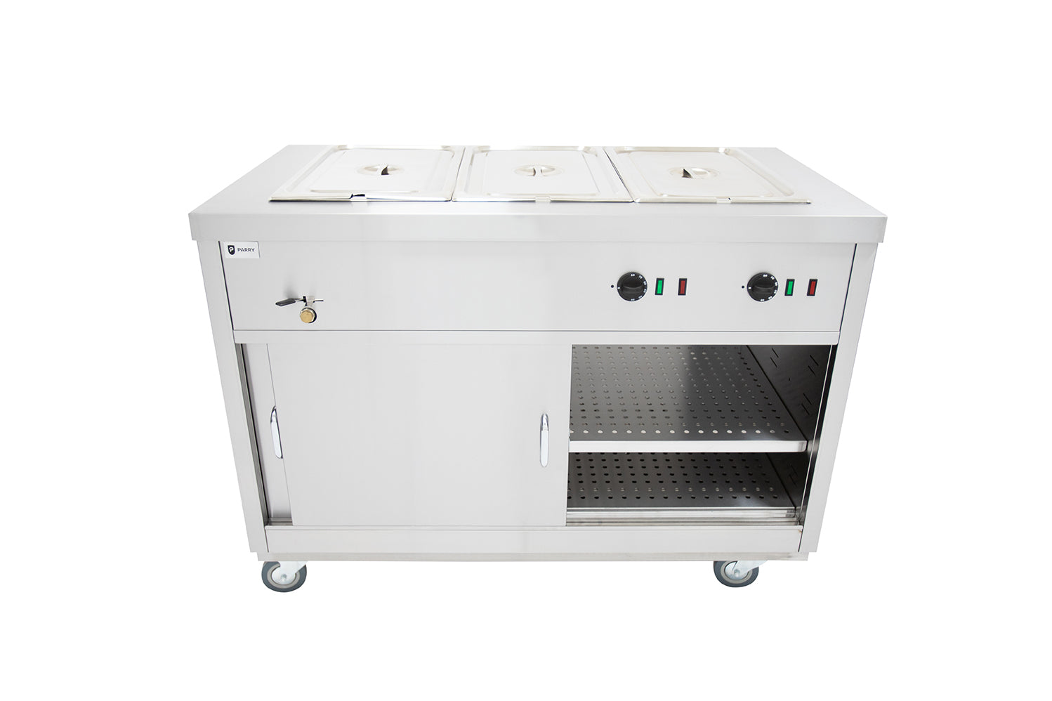 Parry Mobile Bain Marie Hot Cupboard HOT12BM open door