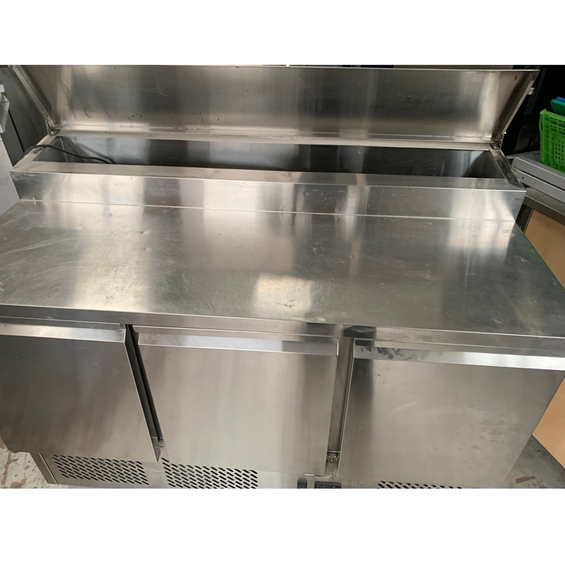 Second hand Atosa Refrigerated Prep Unit (ICE3853GR-R) open toppings collar