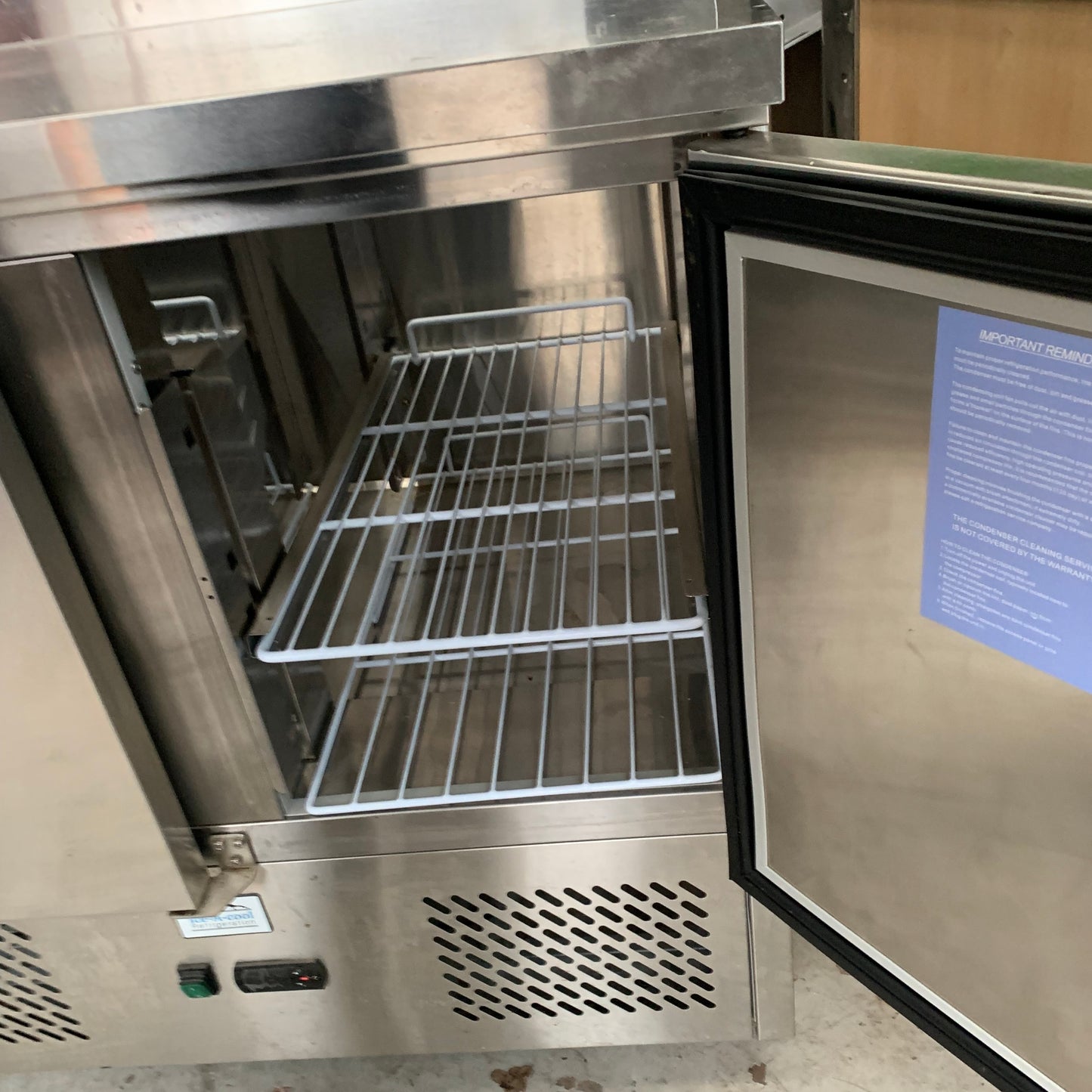 Second hand Atosa Refrigerated Prep Unit (ICE3853GR-R) inside single door view