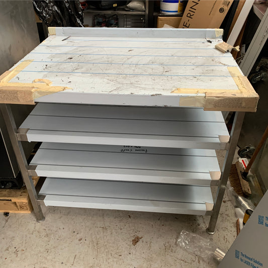 Stainless steel wall bench with 3 shelves