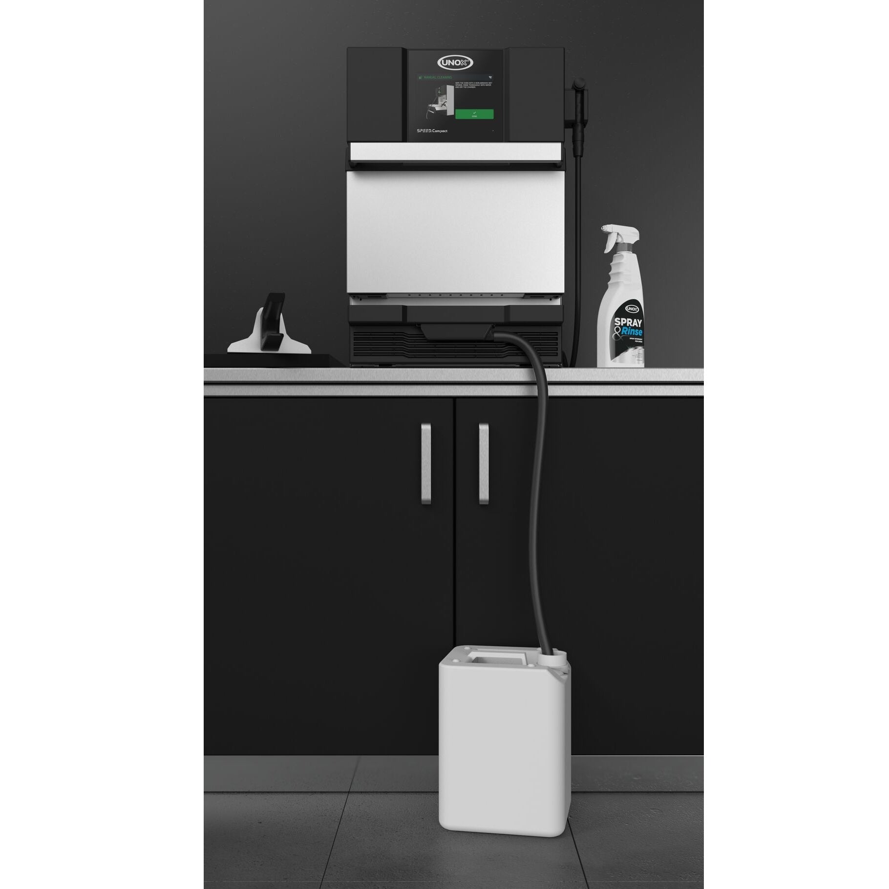 Unox High Speed Oven Speed Compact water draining on cleaning