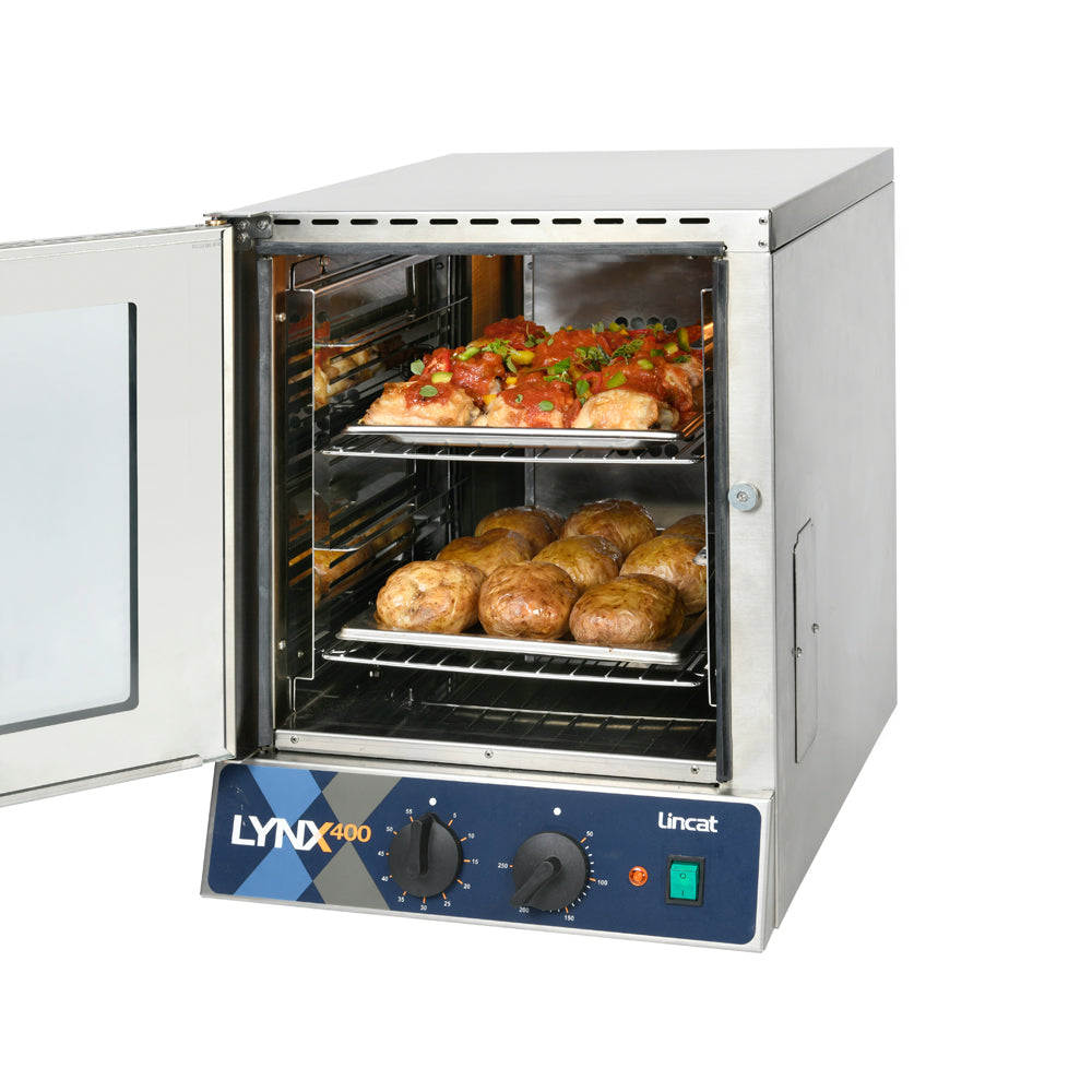 Lincat Countertop Convection Oven LCOS loaded with open door