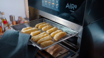 Lincat Air0 AirFryer raw Goujons going into the fryer
