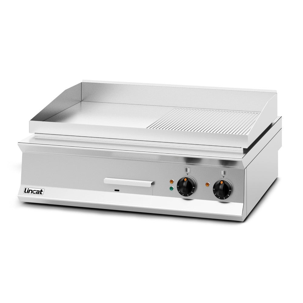 Lincat Electric Dual Griddle & Optional Chrome Plate OE8206 with half ribbed plate