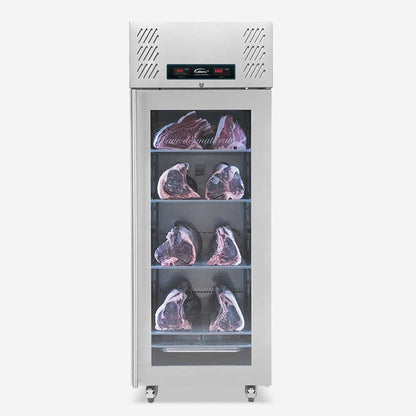 Williams Single Door Meat Ager (MAR1) with meat on shelves