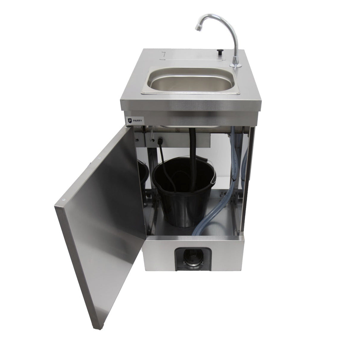 Parry Mobile Hand Wash Basin with Door to front (MWBTD) with open door to show waste tank