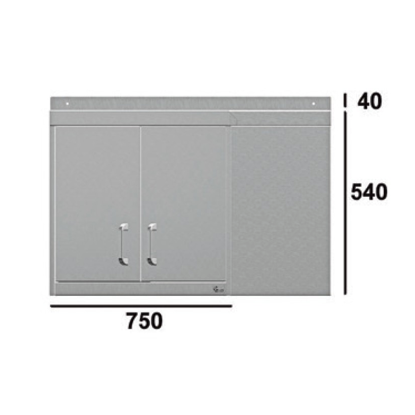 Stainless steel corner wall cupboard measurements from front view