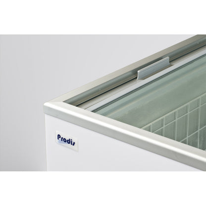 Prodis 196L Display Chest Freezer (NV1) close up on door handle