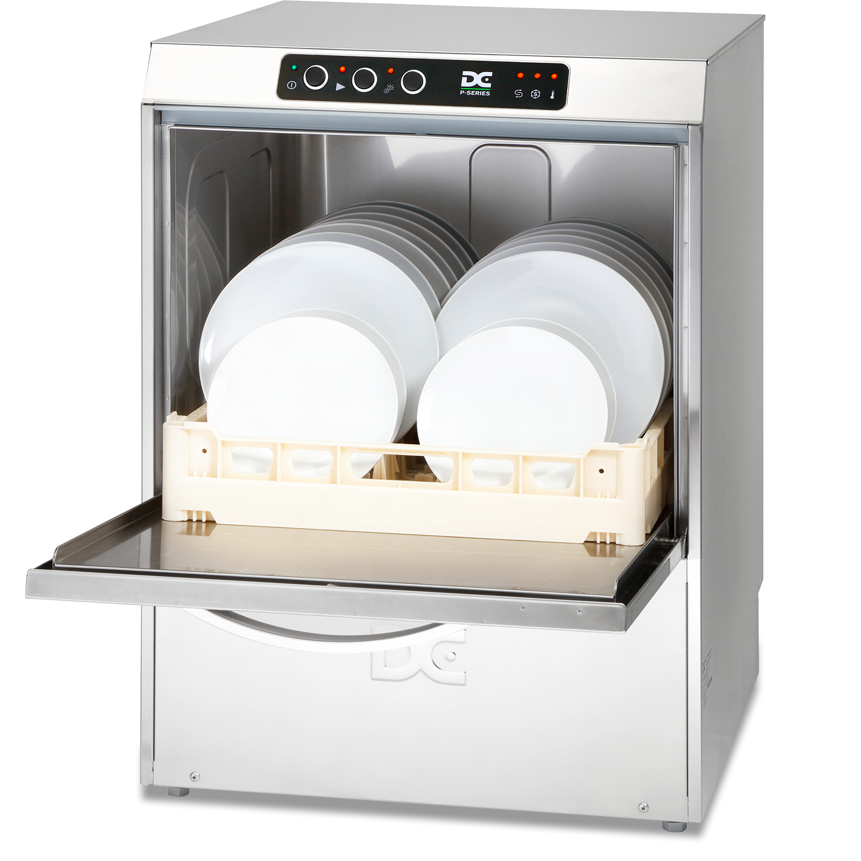 DC Undercounter Dishwasher (PD50) side view open and loaded