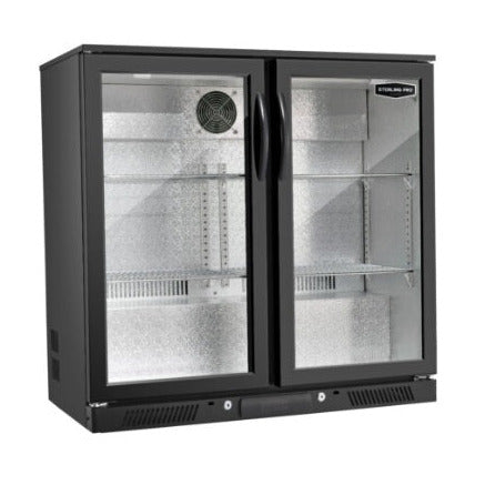 Sterling Pro Low Height Bottle Cooler with hinged doors SP2HC-LOW-BK