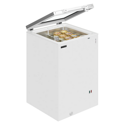 Tefcold 115L Display Chest Freezer (ST160) open with ice cream in basket