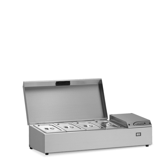 Williams Refrigerated Topping Unit (TW9) with open lid and lidded pans