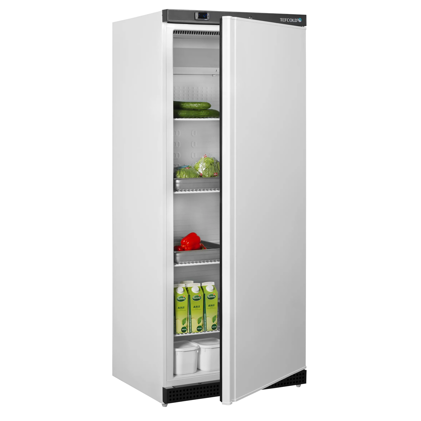Tefcold 620L Single Door Refrigerator (UR600W1) white exterior and open door