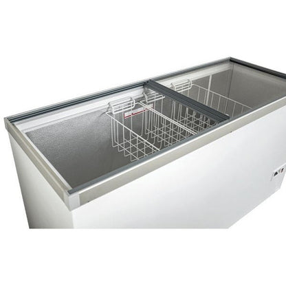 Vestfrost 492L Display Freezer (DFG505) with open doors and looking inside