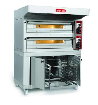Zanolli Electric Pizza Oven Citizen 9+9 on stand with ventilation hood