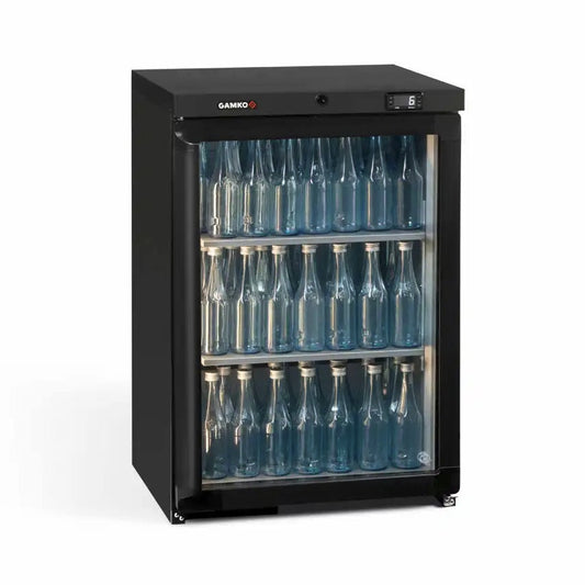 Gamko Single Door Bottle Cooler (MG3/150) in black with glass door 
